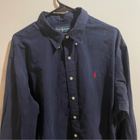 Ralph Lauren Polo Deep Navy Blue Classic Shirt Button Up Men’s XXL Red Pony - Picture 2 of 10